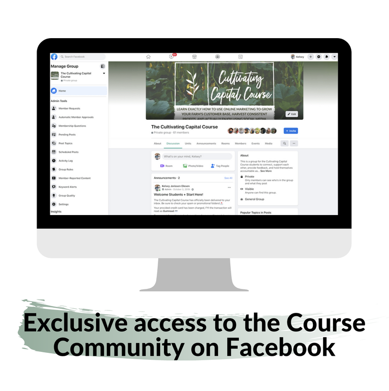 The course grants you access to the Facebook community