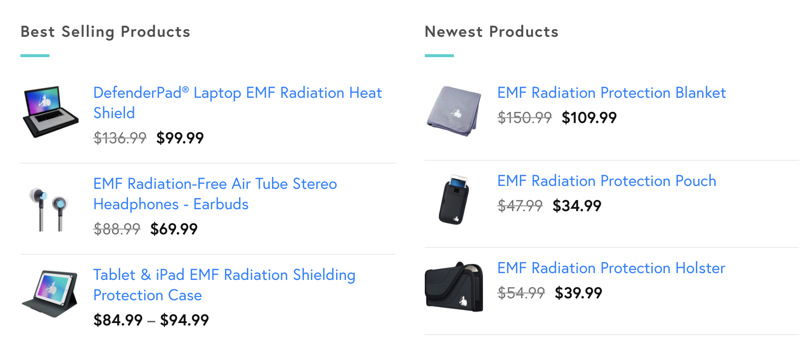 DefenderShield Products for EMF radiation