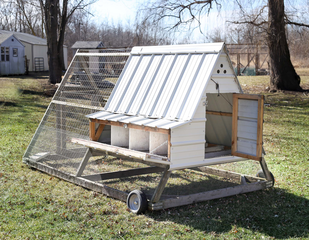 Example of a-frame chicken tractor by Green Willow Homestead