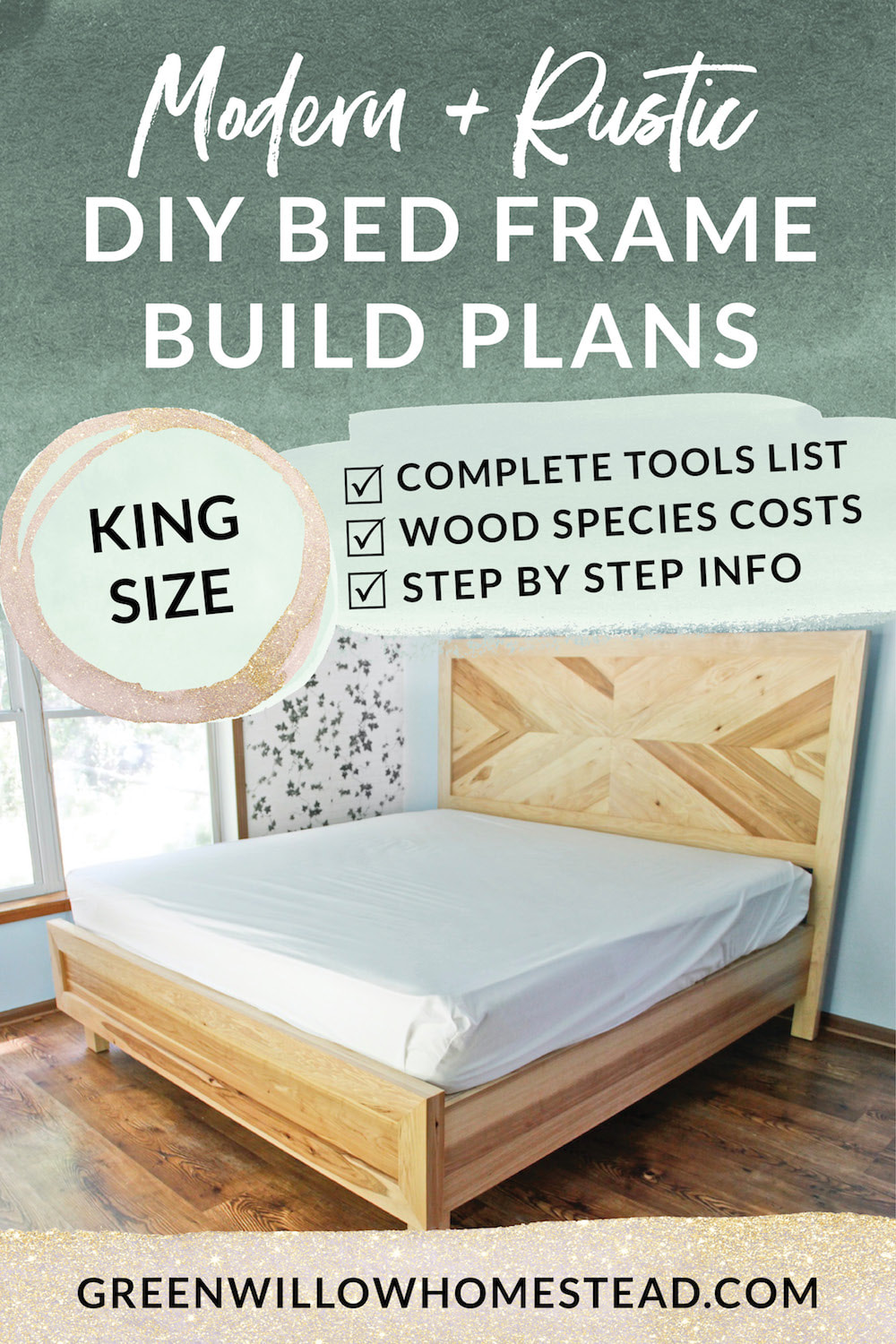 Modern Rustic DIY Bed Frame Build Plans Download