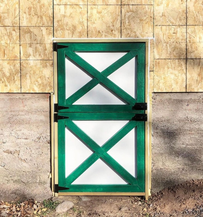 The Barn Renovation Before and After Dutch door green and white